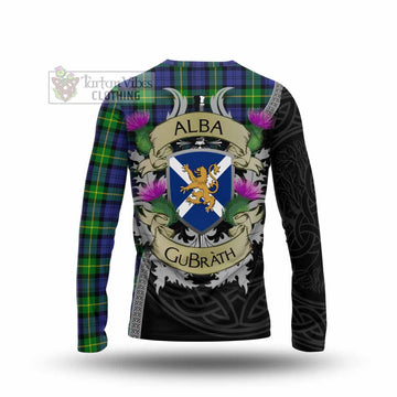 Meldrum Tartan Family Crest Long Sleeve T-Shirt Lion Rampant Royal Thistle Shield Celtic Inspired - Tartan Vibes Clothing