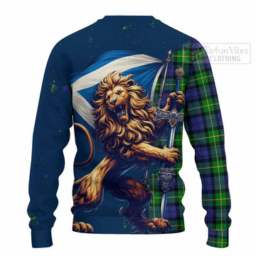 Meldrum Tartan Family Crest Knitted Sweater with Scottish Majestic Lion - Tartan Vibes Clothing