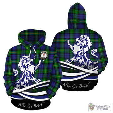 Meldrum Tartan Hoodie with Alba Gu Brath Regal Lion Emblem