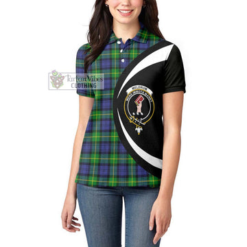 Meldrum Tartan Women's Polo Shirt with Family Crest Circle Style - Tartan Vibes Clothing