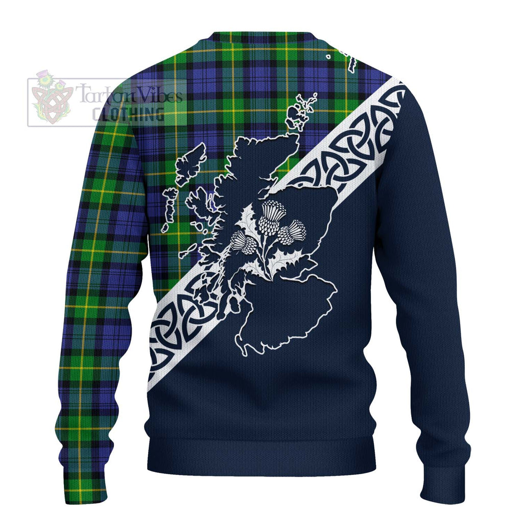 Meldrum Tartan Ugly Sweater Featuring Thistle and Scotland Map - Tartan Vibes Clothing