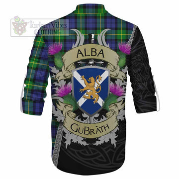 Meldrum Tartan Family Crest Ghillie Kilt Shirt Lion Rampant Royal Thistle Shield Celtic Inspired - Tartan Vibes Clothing