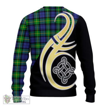 Meldrum Tartan Ugly Sweater with Family Crest and Celtic Symbol Style - Tartan Vibes Clothing