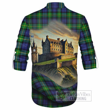 Meldrum Tartan Family Crest Ghillie Kilt Shirt with Scottish Ancient Castle Style - Tartan Vibes Clothing
