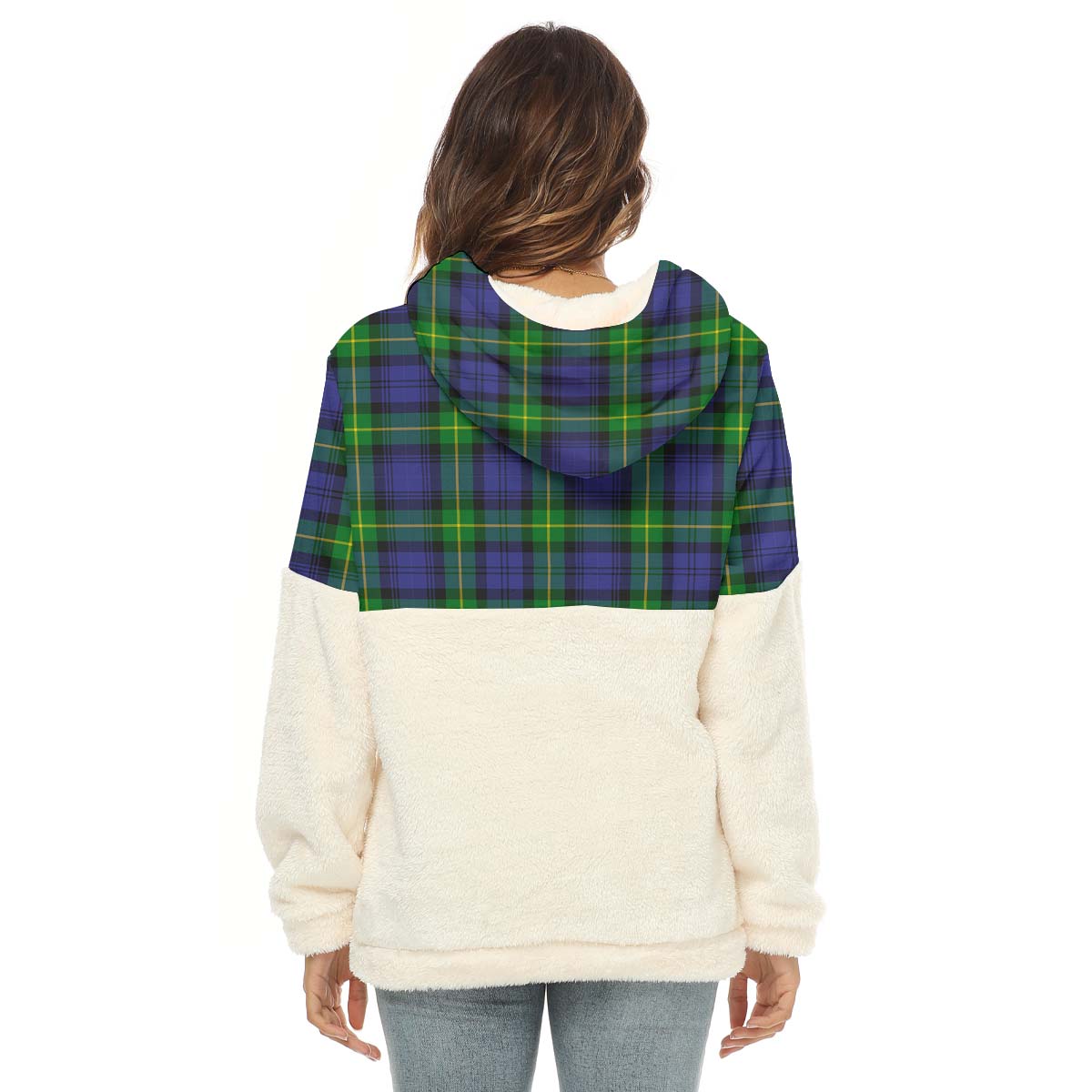 Meldrum Tartan Half Style Women's Borg Fleece Hoodie with Half Zip - Tartan Vibes Clothing