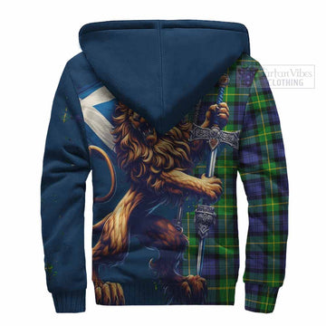 Meldrum Tartan Family Crest Sherpa Hoodie with Scottish Majestic Lion - Tartan Vibes Clothing