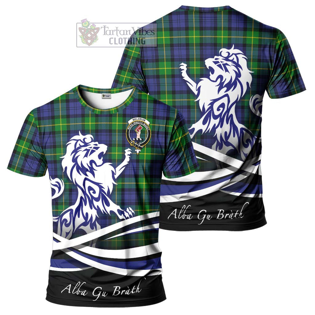 Meldrum Tartan Cotton T-shirt with Alba Gu Brath Regal Lion Emblem Women's Shirt - Tartan Vibes Clothing
