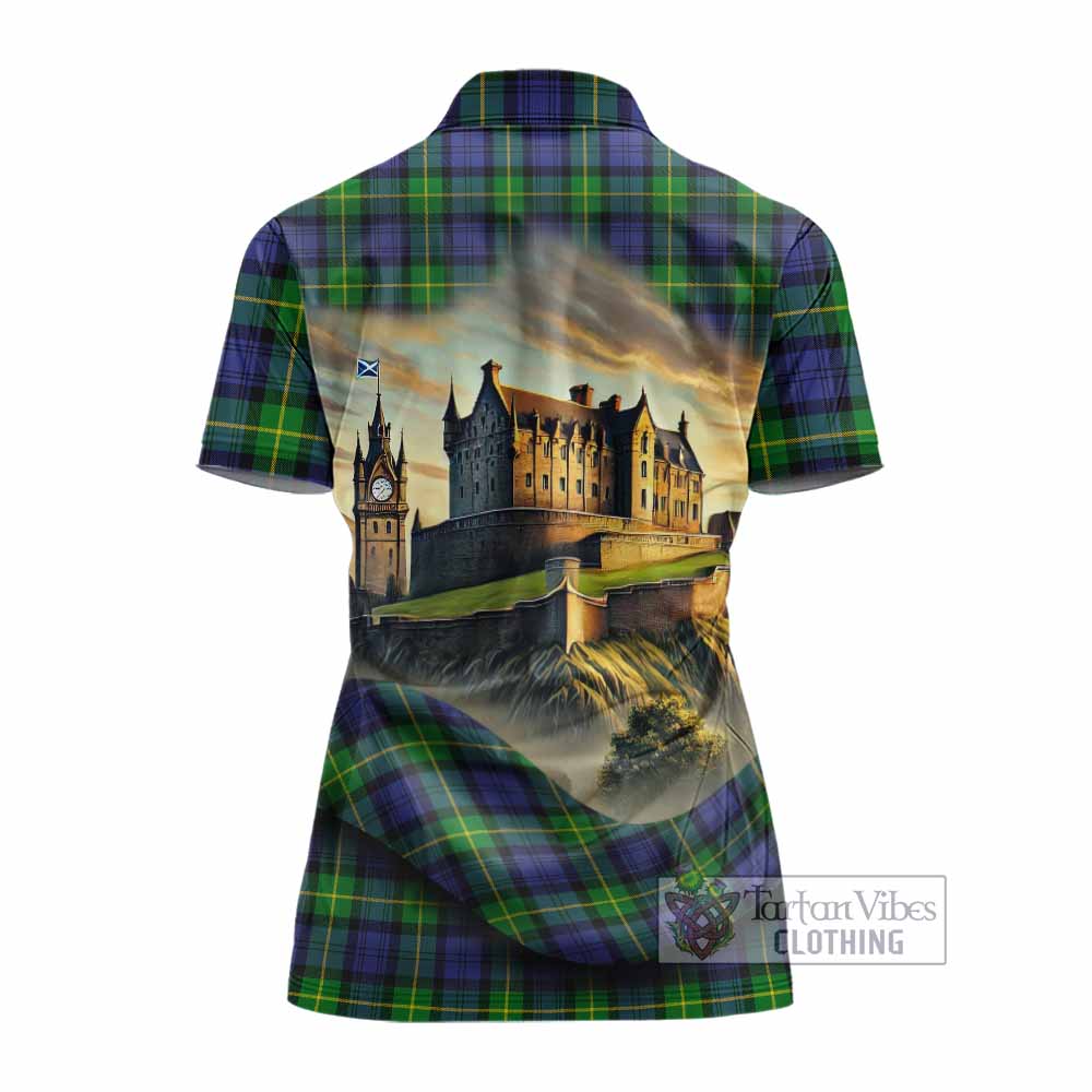 Meldrum Tartan Family Crest Women's Polo Shirt with Scottish Ancient Castle Style - Tartan Vibes Clothing