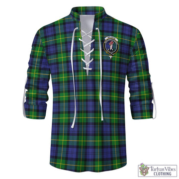 Meldrum Tartan Men's Scottish Traditional Jacobite Ghillie Kilt Shirt with Family Crest