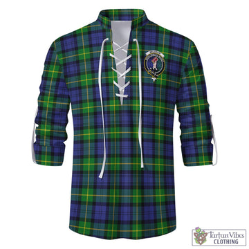 Meldrum Tartan Men's Scottish Traditional Jacobite Ghillie Kilt Shirt with Family Crest - Tartan Vibes Clothing
