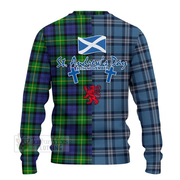 Meldrum Tartan Knitted Sweater Happy St. Andrew's Day Half Tartan Style - Tartan Vibes Clothing