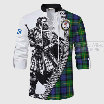 Meldrum Tartan Clan Crest Ghillie Kilt Shirt with Highlander Warrior Celtic Style - Tartan Vibes Clothing