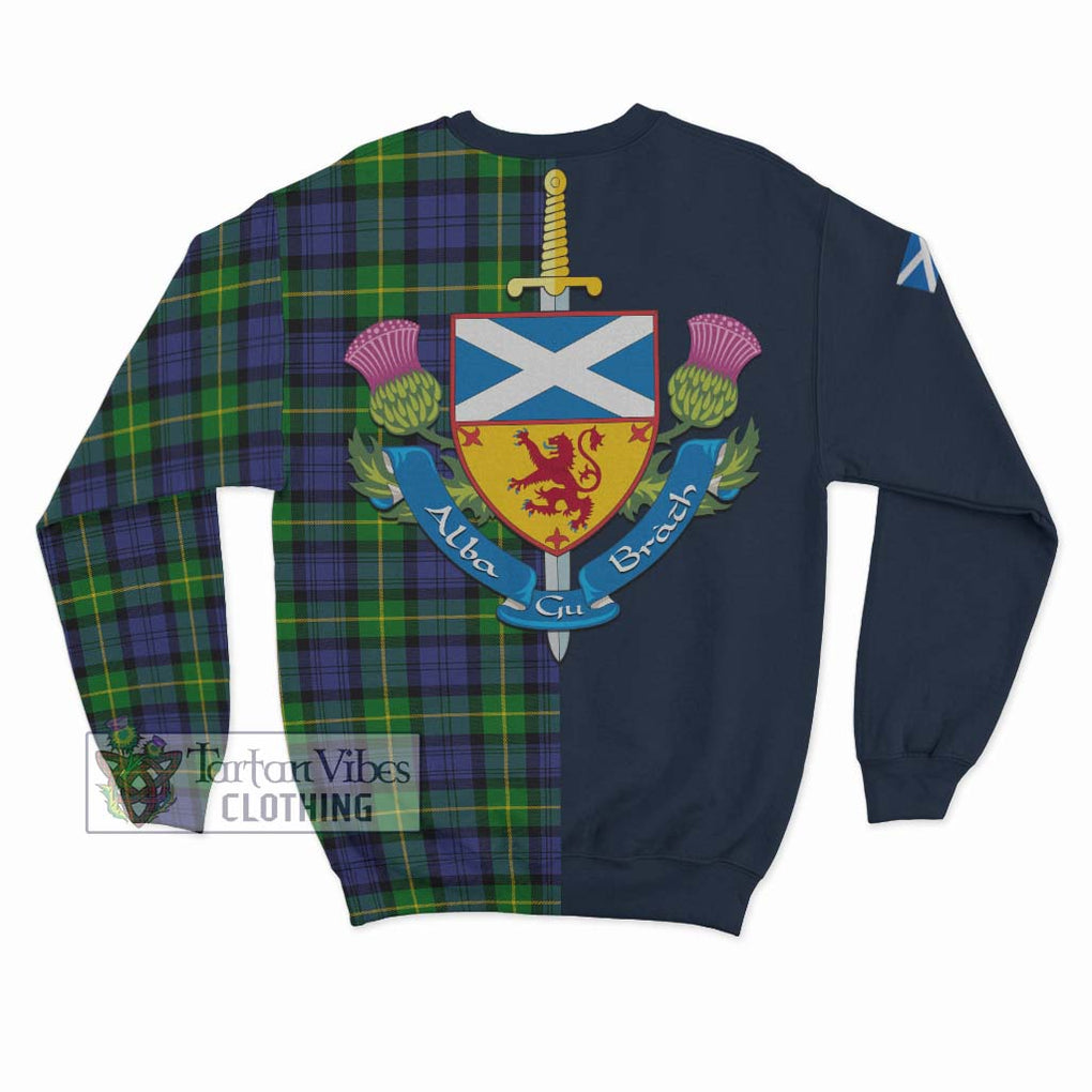 Meldrum Tartan Sweatshirt Alba with Scottish Lion Royal Arm Half Style - Tartan Vibes Clothing