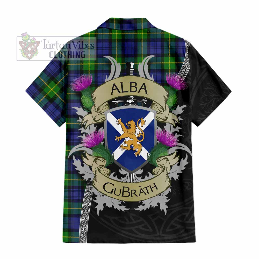 Meldrum Tartan Family Crest Hawaiian Shirt Lion Rampant Royal Thistle Shield Celtic Inspired - Tartan Vibes Clothing