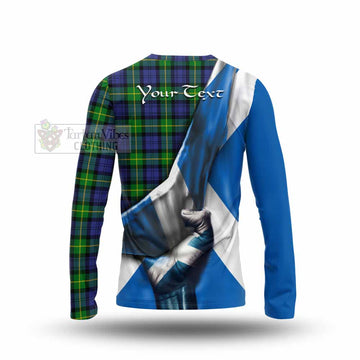 Meldrum Tartan Long Sleeve T-Shirt with Family Crest Scotland Patriotic Style - Tartan Vibes Clothing