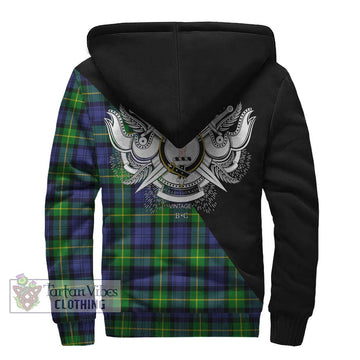 Meldrum Tartan Sherpa Hoodie with Family Crest and Military Logo Style - Tartan Vibes Clothing