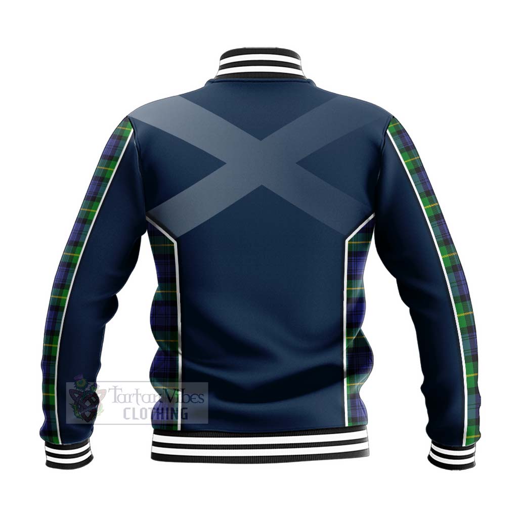 Meldrum Tartan Baseball Jacket with Family Crest and Scottish Thistle Vibes Sport Style - Tartan Vibes Clothing
