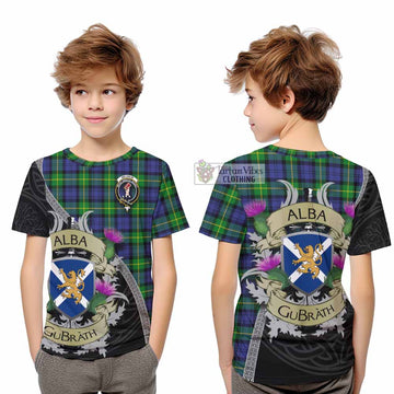 Meldrum Tartan Family Crest Kid T-Shirt Lion Rampant Royal Thistle Shield Celtic Inspired - Tartan Vibes Clothing