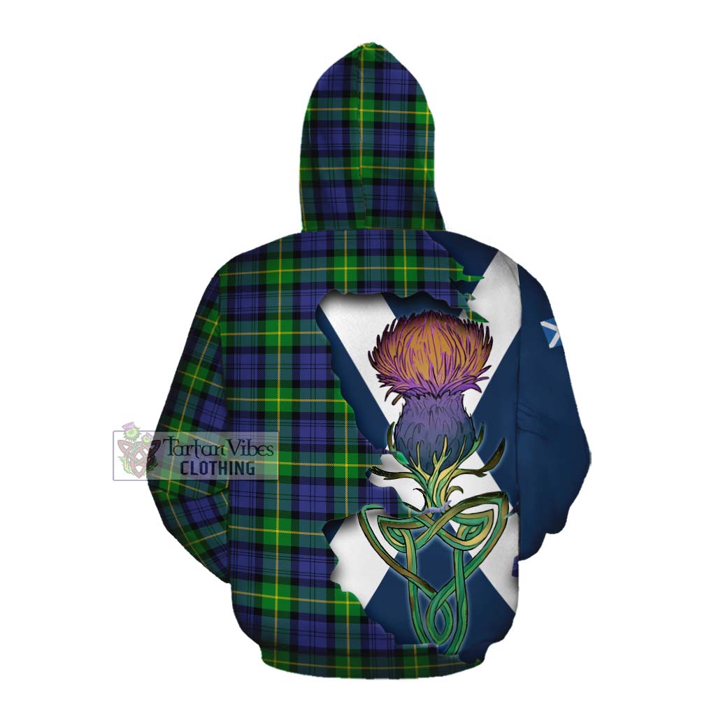 Meldrum Tartan Family Crest Cotton Hoodie Scottish Thistle Celtic Inspired Pullover Hoodie - Tartan Vibes Clothing