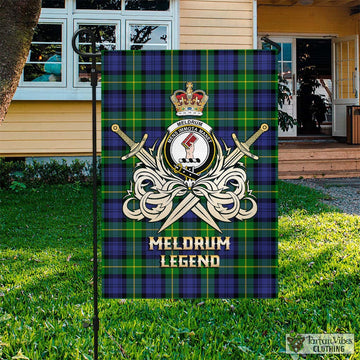 Meldrum Tartan Flag with Clan Crest and the Golden Sword of Courageous Legacy