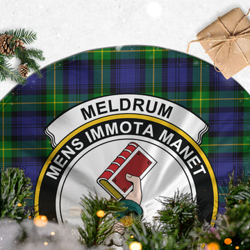Meldrum Tartan Christmas Tree Skirt with Family Crest
