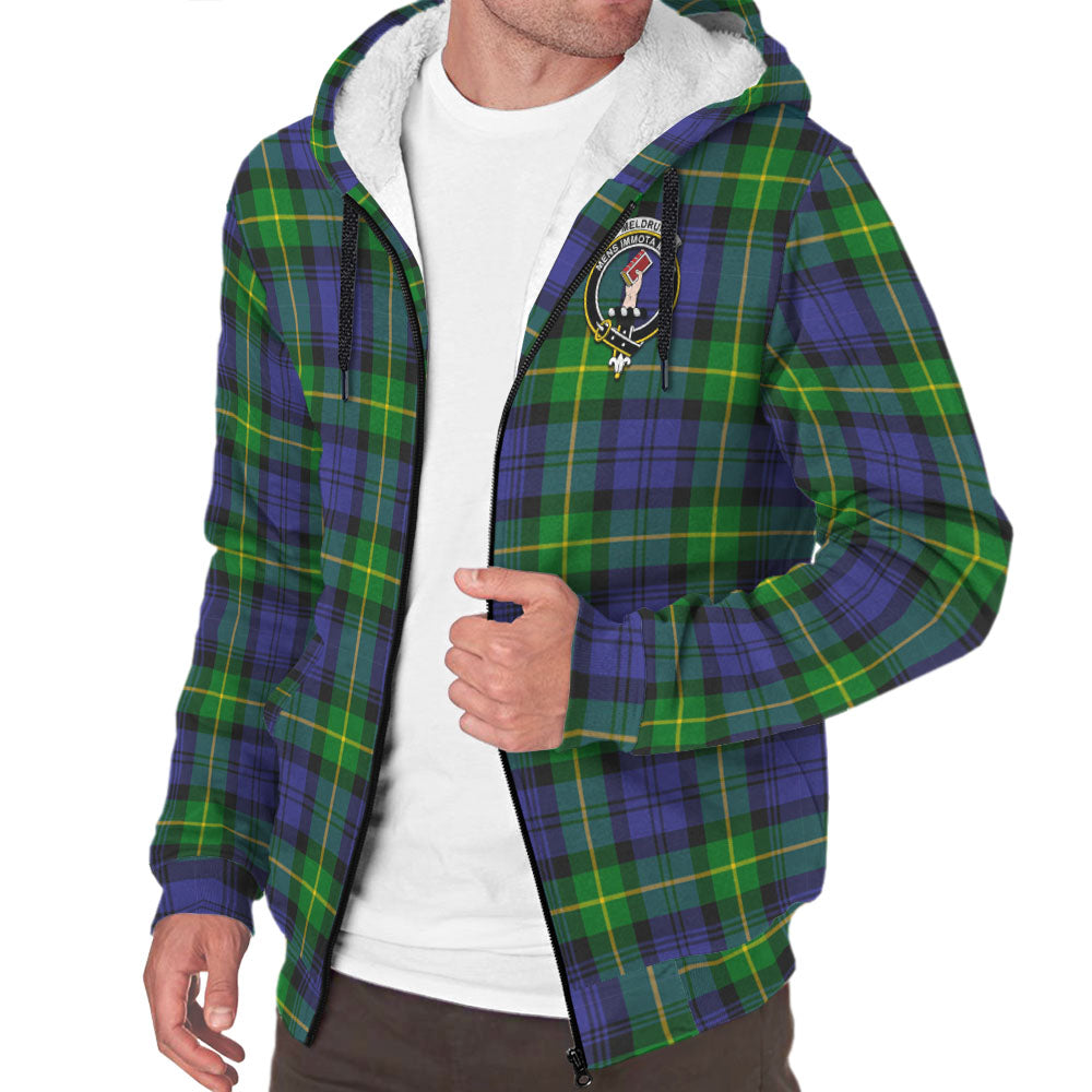 Meldrum Tartan Sherpa Hoodie with Family Crest - Tartan Vibes Clothing