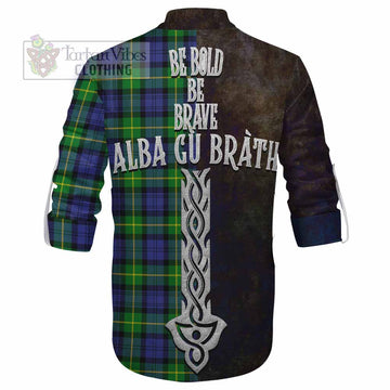 Meldrum Tartan Family Crest Ghillie Kilt Shirt Alba Gu Brath Be Brave Lion Ancient Style - Tartan Vibes Clothing