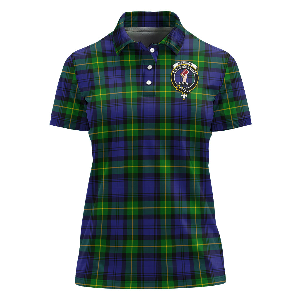 meldrum-tartan-polo-shirt-with-family-crest-for-women