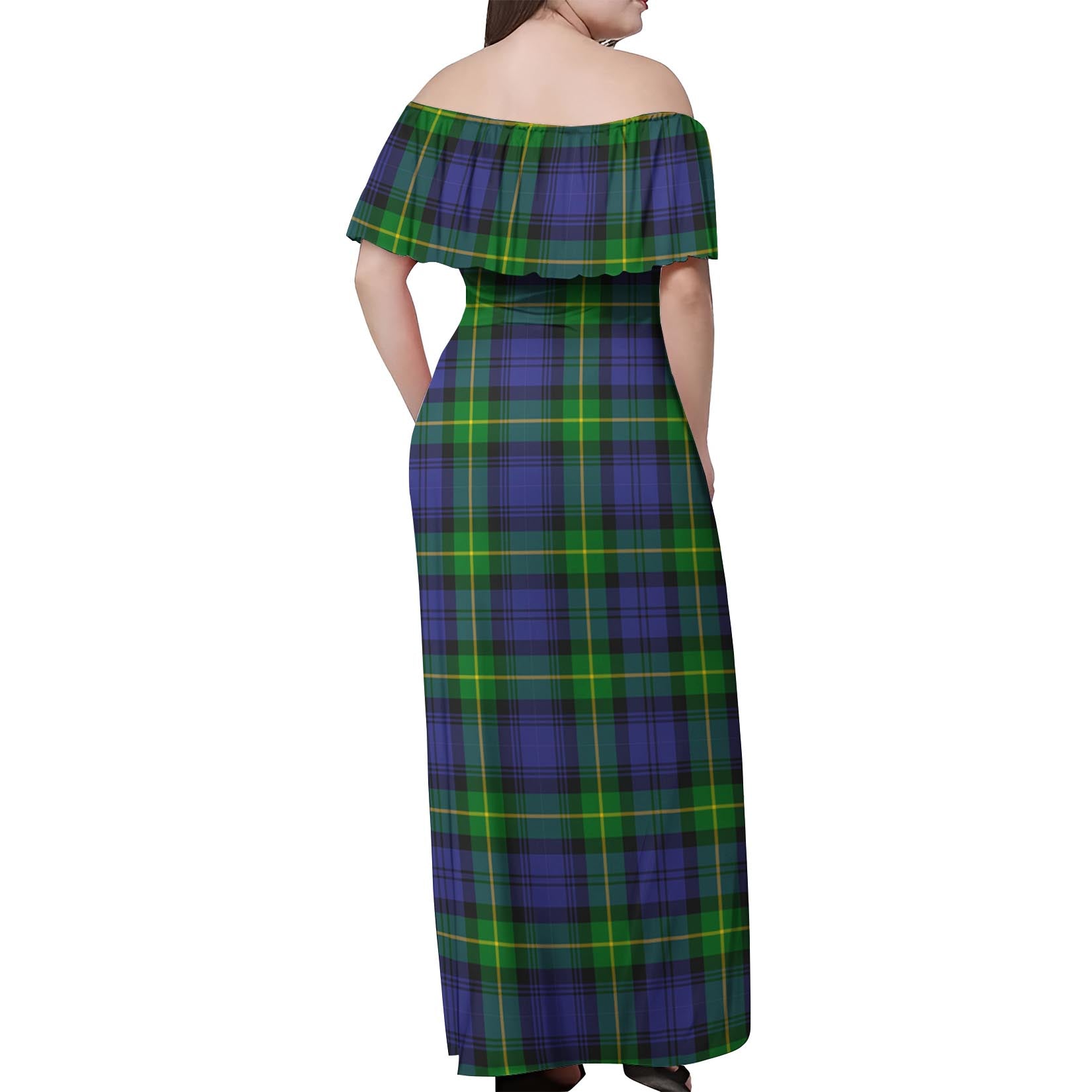 Meldrum Tartan Off Shoulder Long Dress - Tartan Vibes Clothing