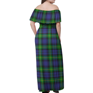 Meldrum Tartan Off Shoulder Long Dress - Tartan Vibes Clothing