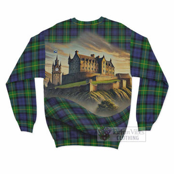 Meldrum Tartan Family Crest Sweatshirt with Scottish Ancient Castle Style - Tartan Vibes Clothing