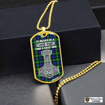 Tartan Vibes Clothing Meldrum Tartan Dog Tag Necklace Viking Mjolnir Style