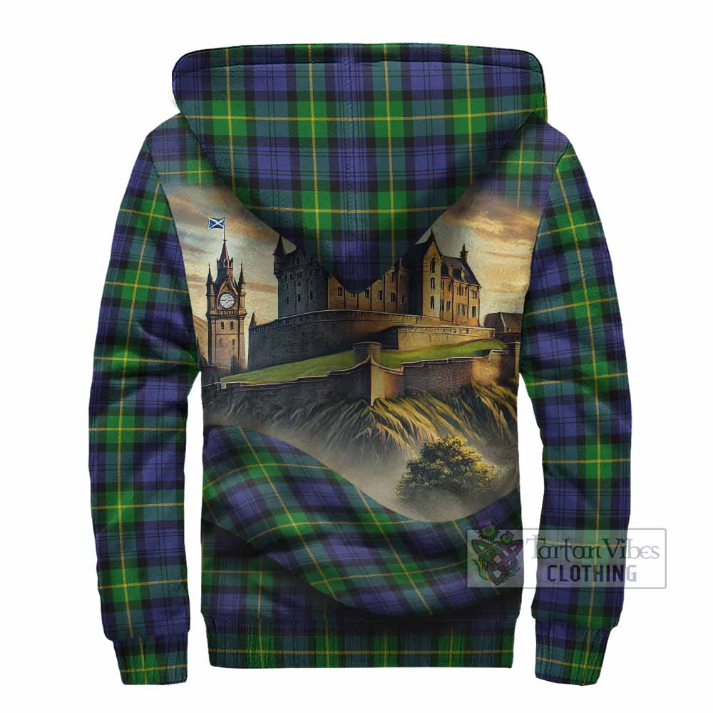 Meldrum Tartan Family Crest Sherpa Hoodie with Scottish Ancient Castle Style - Tartan Vibes Clothing