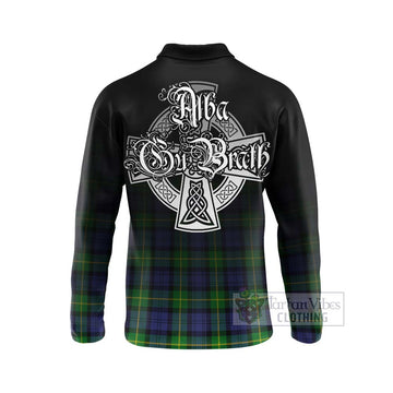 Meldrum Tartan Long Sleeve Polo Shirt Featuring Alba Gu Brath Family Crest Celtic Inspired - Tartan Vibes Clothing