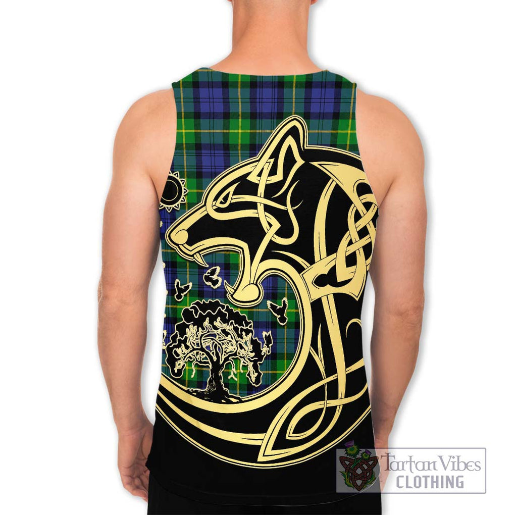 Meldrum Tartan Men's Tank Top with Family Crest Celtic Wolf Style - Tartan Vibes Clothing