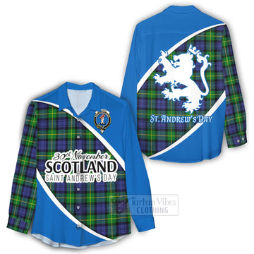 Meldrum Family Crest Tartan Women's Casual Shirt Celebrate Saint Andrew's Day in Style - Tartan Vibes Clothing
