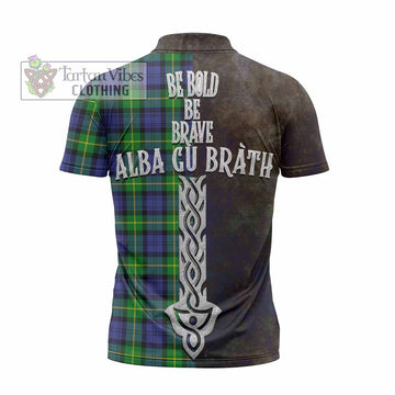 Meldrum Tartan Family Crest Zipper Polo Shirt Alba Gu Brath Be Brave Lion Ancient Style - Tartan Vibes Clothing