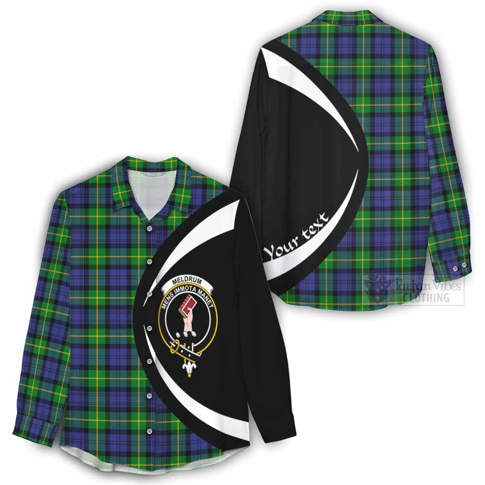 Meldrum Tartan Women's Casual Shirt with Family Crest Circle Style - Tartan Vibes Clothing