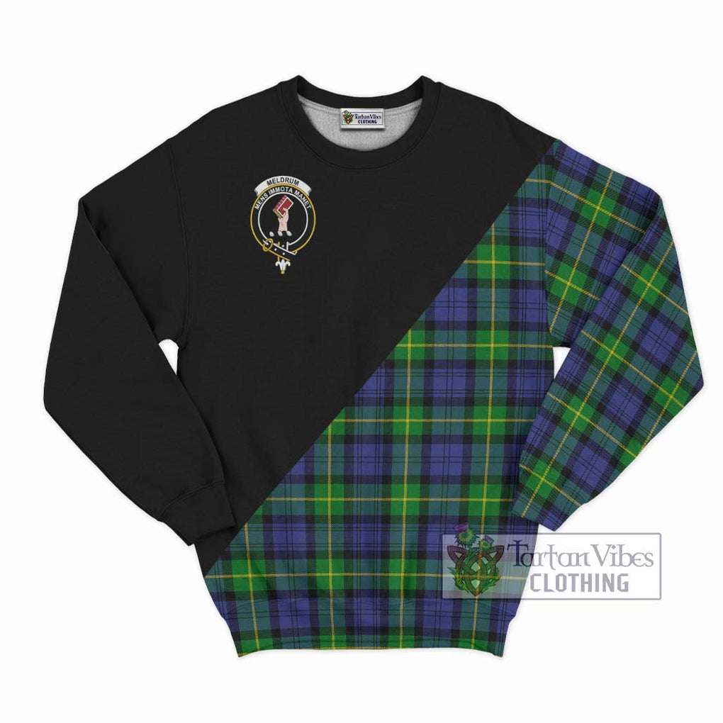 Meldrum Tartan Sweatshirt with Family Crest and Military Logo Style - Tartan Vibes Clothing