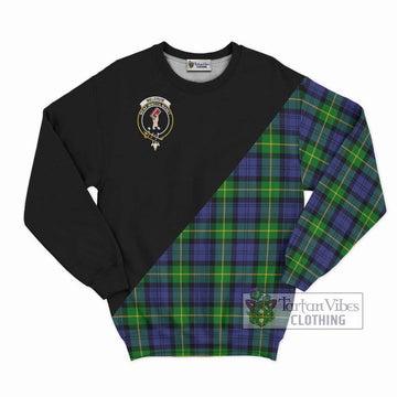 Meldrum Tartan Sweatshirt with Family Crest and Military Logo Style - Tartan Vibes Clothing