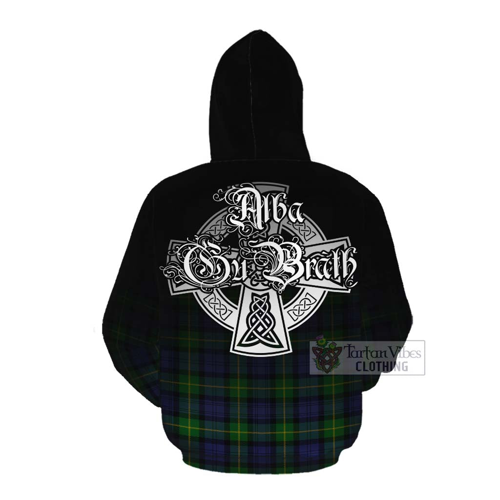 Tartan Vibes Clothing Meldrum Tartan Cotton Hoodie Featuring Alba Gu Brath Family Crest Celtic Inspired