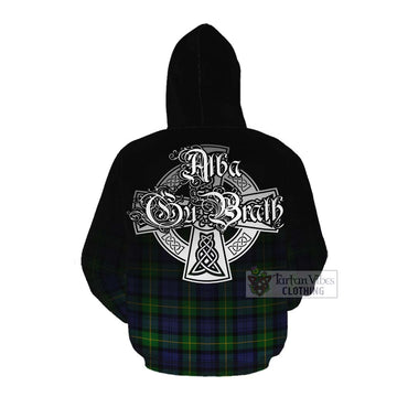 Tartan Vibes Clothing Meldrum Tartan Cotton Hoodie Featuring Alba Gu Brath Family Crest Celtic Inspired