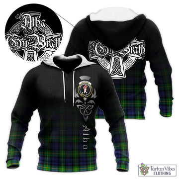 Meldrum Tartan Knitted Hoodie Featuring Alba Gu Brath Family Crest Celtic Inspired