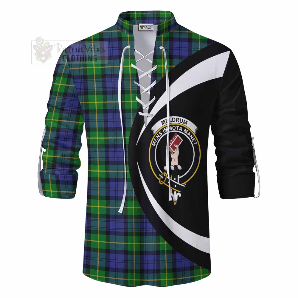 Meldrum Tartan Ghillie Kilt Shirt with Family Crest Circle Style - Tartan Vibes Clothing