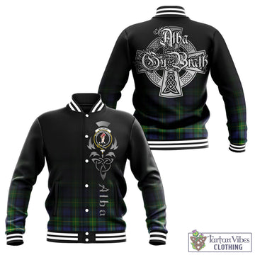Meldrum Tartan Baseball Jacket Featuring Alba Gu Brath Family Crest Celtic Inspired - Tartan Vibes Clothing