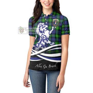 Meldrum Tartan Women's Polo Shirt with Alba Gu Brath Regal Lion Emblem - Tartan Vibes Clothing