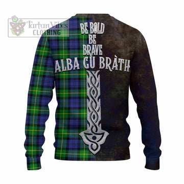 Meldrum Tartan Family Crest Knitted Sweater Alba Gu Brath Be Brave Lion Ancient Style - Tartan Vibes Clothing