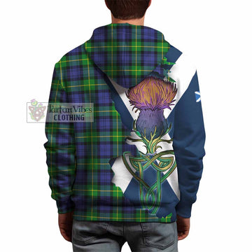 Meldrum Tartan Family Crest Hoodie Scottish Thistle Celtic Inspired - Tartan Vibes Clothing