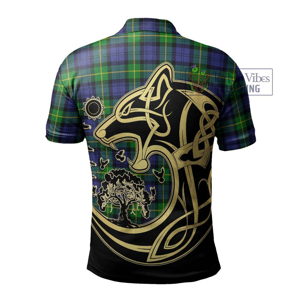Meldrum Tartan Polo Shirt with Family Crest Celtic Wolf Style - Tartan Vibes Clothing