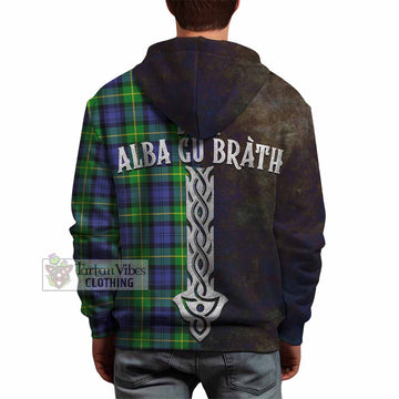 Tartan Vibes Clothing Meldrum Tartan Family Crest Hoodie Alba Gu Brath Be Brave Lion Ancient Style